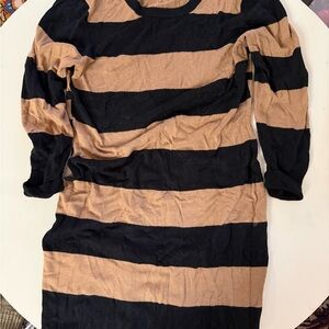 Philosophy Black and Tan Striped Long Sleeve Sweater Dress